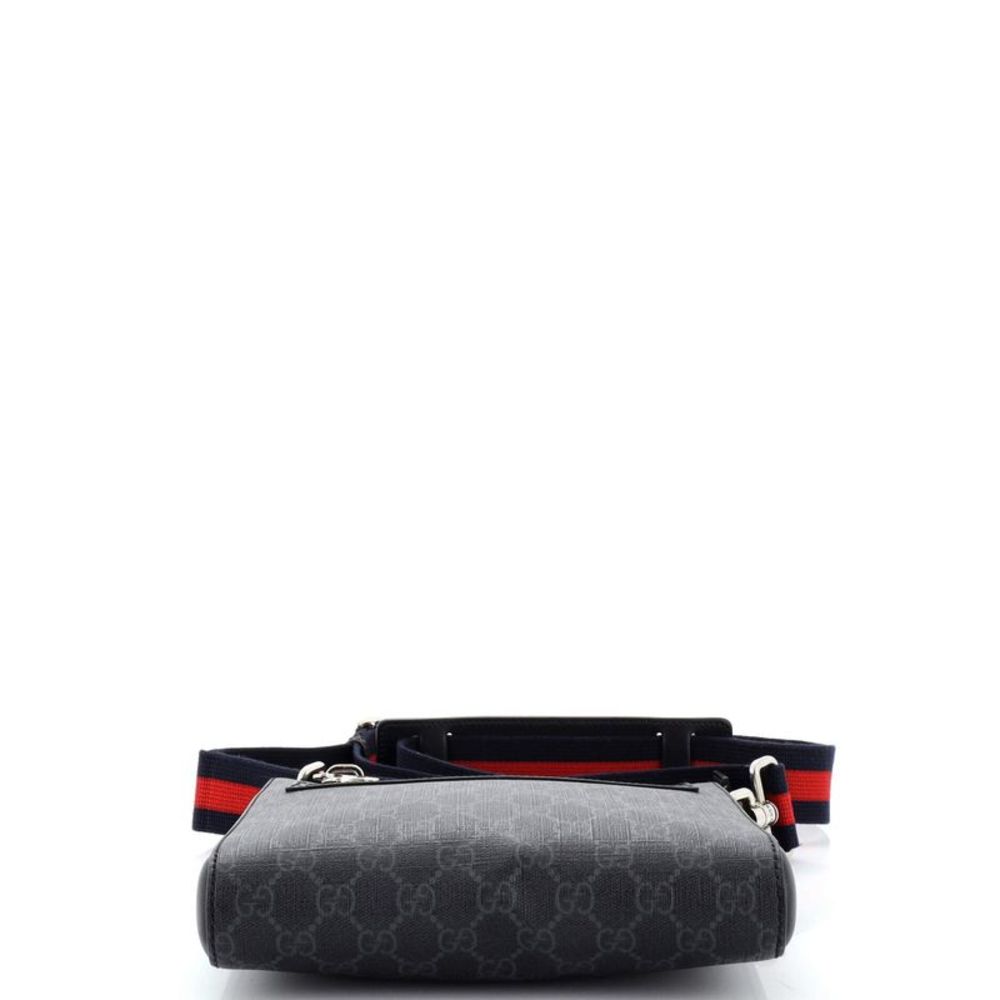 Gucci Web Strap Front Zip Messenger Bag GG Coated Canvas Small Black - Picture 4 of 7
